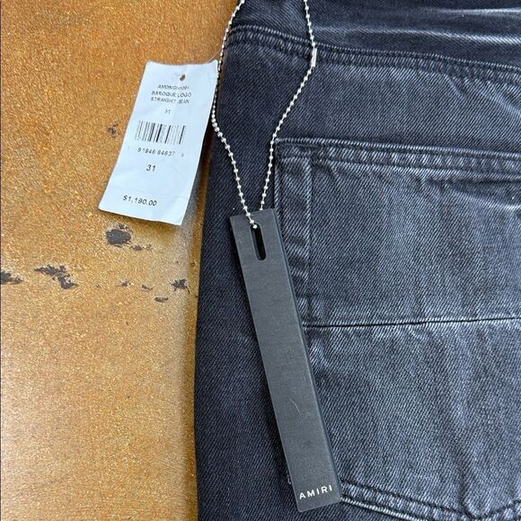 AMIRI Dark Straight Jeans with Embroidered Detail - Picture 11 of 12